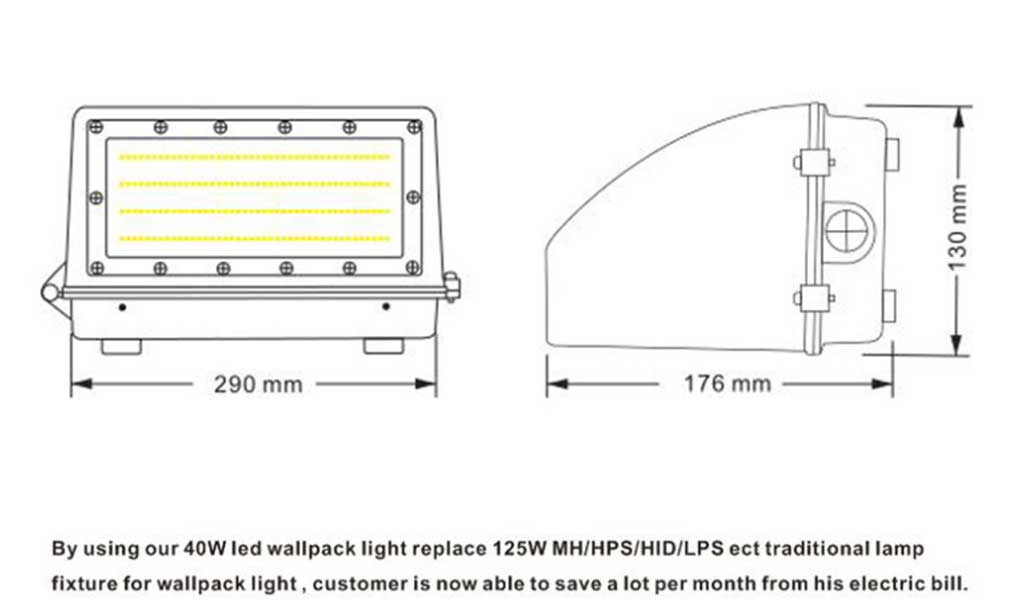 80W LED Outdoor Courtyard Wall Lamp products size